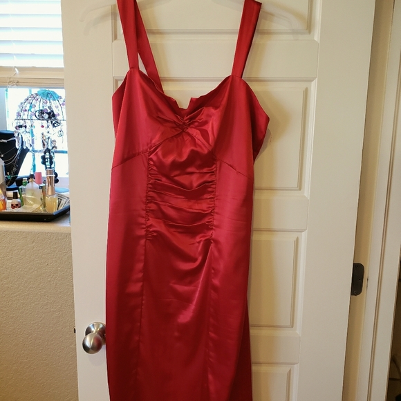 Red Satin Look Dress - Picture 1 of 3
